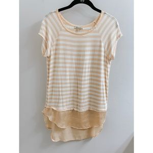 Anthropologie 'Bordeaux' Cream Hi-Lo Striped Top